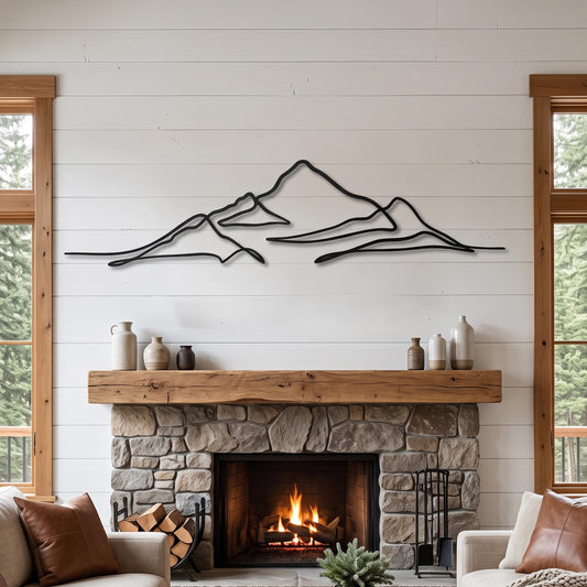 Mountain Range Metal Wall Art – laser-cut steel wall decor