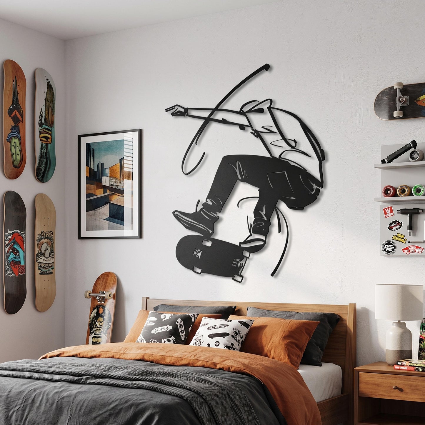 Skateboarder Metal Wall Art – laser-cut steel wall decor