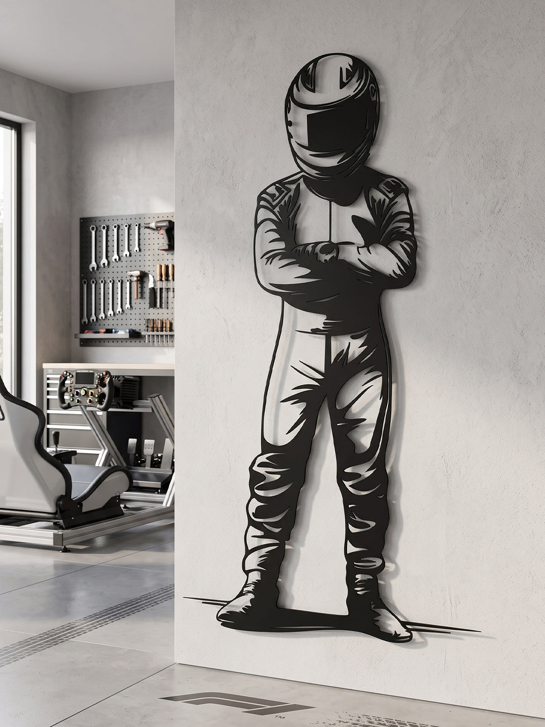 Racing Driver Metal Wall Art, Motorsport Pilot Decor, F1 Gift for Man Cave, Garage