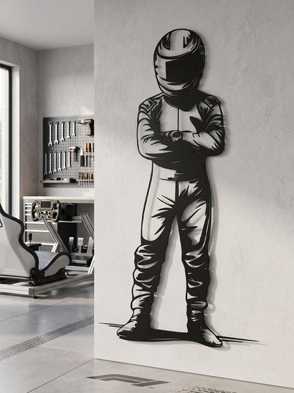 Racing Driver Metal Wall Art, Motorsport Pilot Decor, F1 Gift for Man Cave, Garage