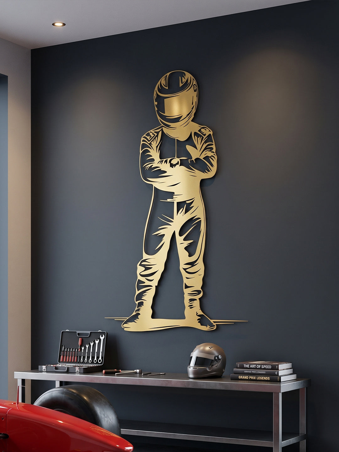 Racing Driver Metal Wall Art, Motorsport Pilot Decor, F1 Gift for Man Cave, Garage