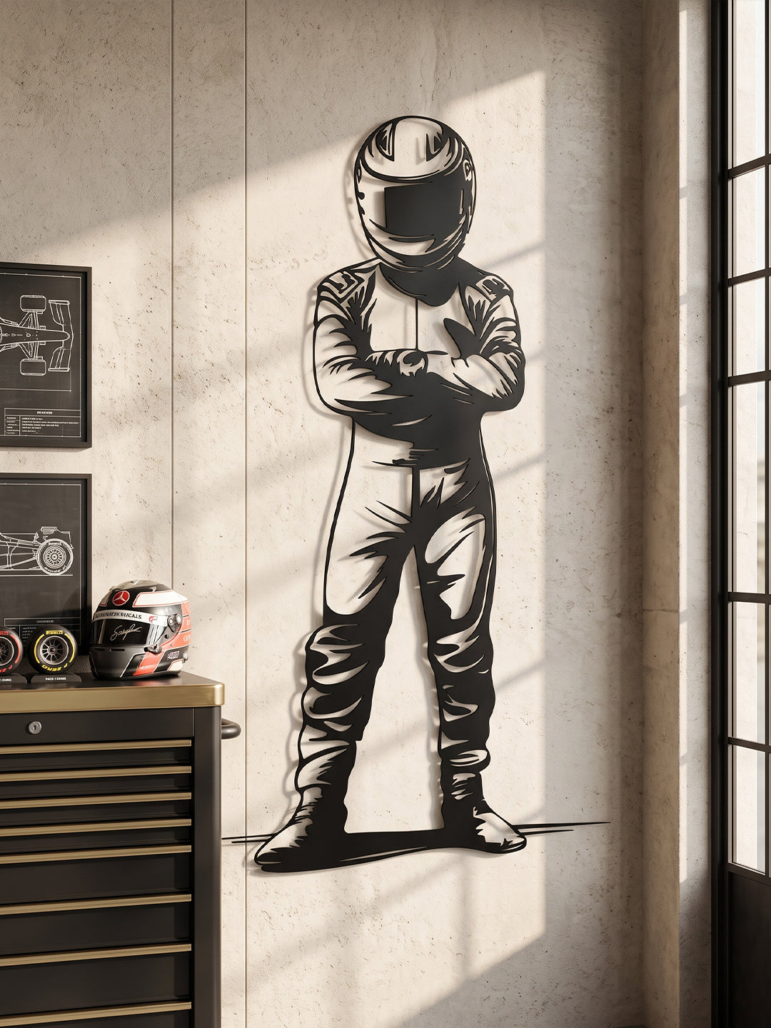 Racing Driver Metal Wall Art, Motorsport Pilot Decor, F1 Gift for Man Cave, Garage