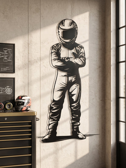 Racing Driver Metal Wall Art, Motorsport Pilot Decor, F1 Gift for Man Cave, Garage